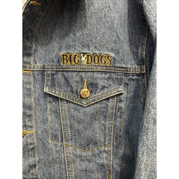 VTG 90s/Y2K BIG DOGS Jean Jacket Sz L Grunge/Trucker Denim FUN & ATTITUDE - Picture 3 of 10